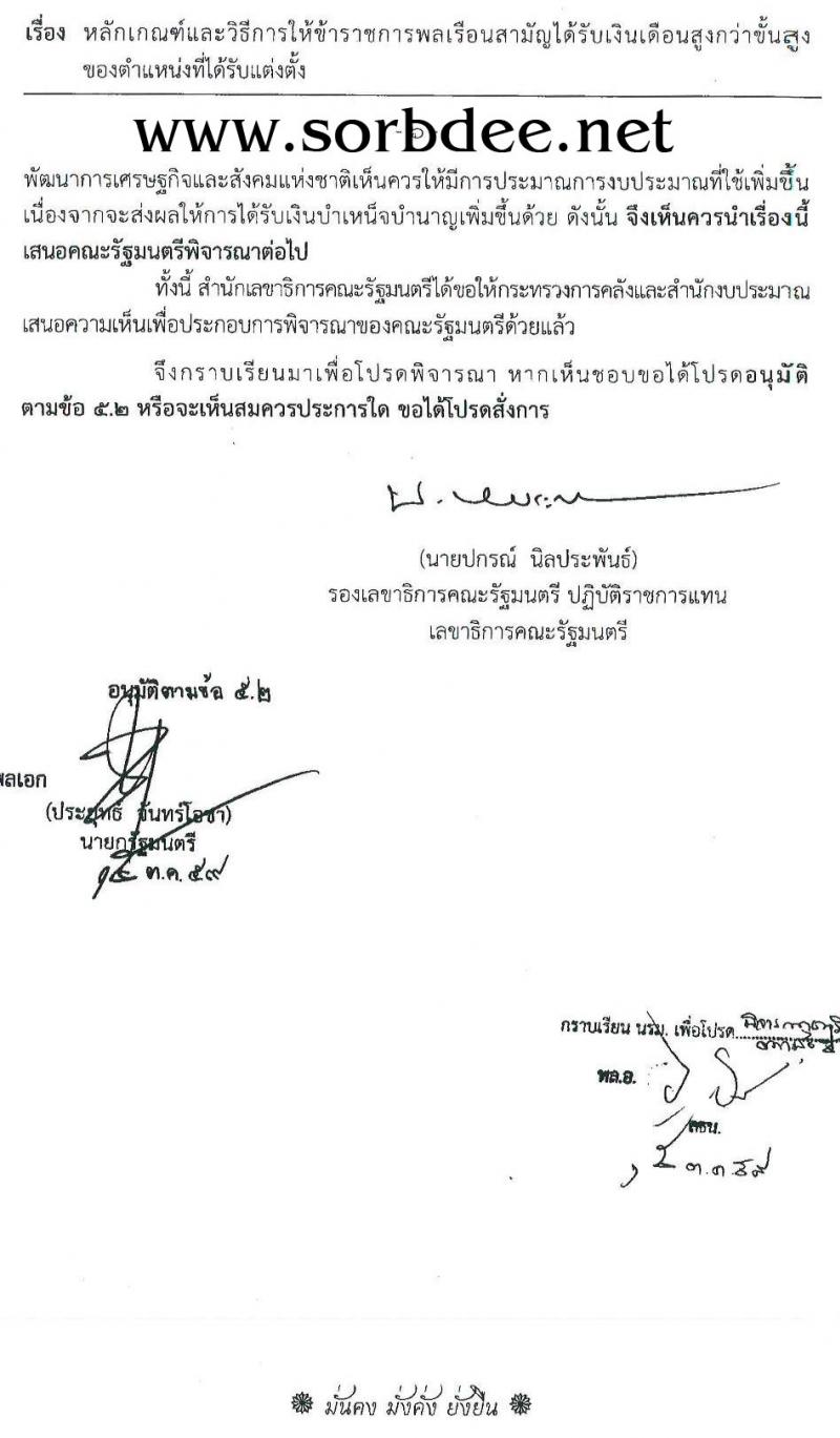 หลักเกณฑ์และวิธีการให้ข้าราชการพลเรือนสามัญได้รับเงินสูงกว่าขั้นสูงของตำแหน่ง (เงินเดือนตัน) ให้ได้รับเงินเดือนสูงกว่าขั้นสูงของตำแหน่งที่ได้รับแต่งตั้ง
