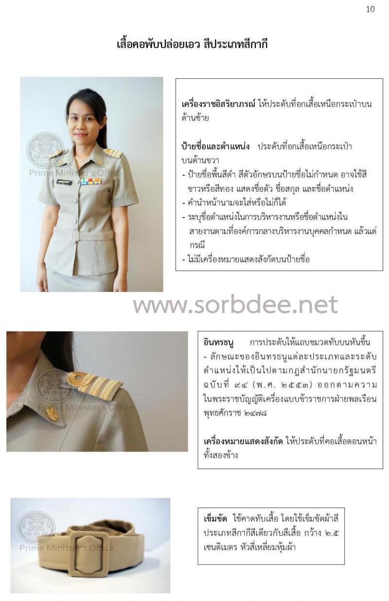 เครื่องแบบปฏิบัติราชการข้าราชการพลเรือนหญิง (ชุดกากี) พร้อมคำอธิบาย