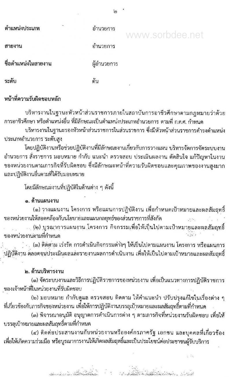 มาตรฐานตำแหน่งข้าราชการครูและบุคลากรทางการศึกษา ตำแหน่งบุคลากรทางการศึกษาอื่นตามมาตรา 38 ค.(2) ตำแหน่งประเภทอำนวยการ