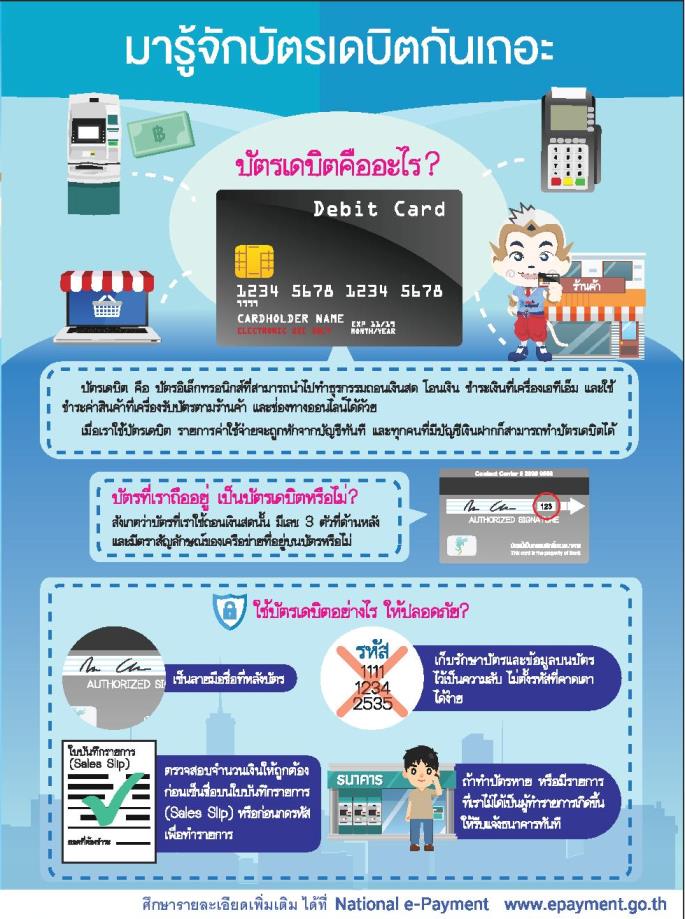 โครงการขยายการใช้บัตรอิเล็กทรอนิกส์ และมารู้จักบัตรเดบิตกันว่าคืออะไร ใช้อย่างไร ?