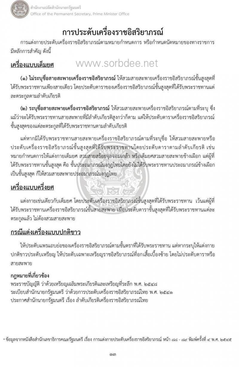 เครื่องแบบข้าราชการปกติขาว เต็มยศ ครึ่งยศ ในงานพระราชพิธีพระบรมศพ