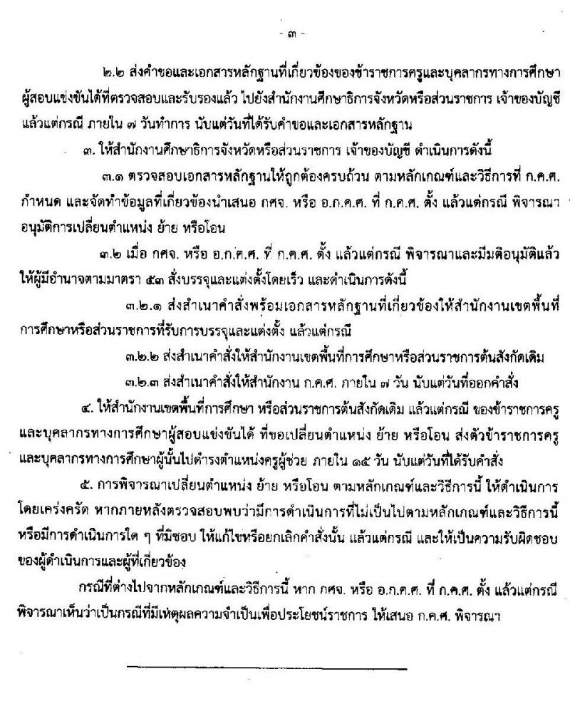 หลักเกณฑ์และวิธีการเปลี่ยนตำแหน่ง การย้าย และการโอนข้าราชการครูและบุคลากรทางการศึกษา ซึ่งเป็นผู้สอบแข่งขันได้มาบรรจุและแต่งตั้งให้ดำรงตำแหน่งครูผู้ช่วย