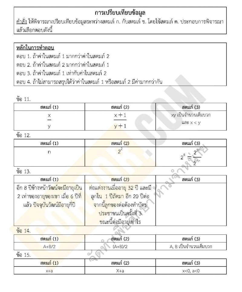 แนวข้อสอบภาค ก.พ. ชุด 1 ปี 2562