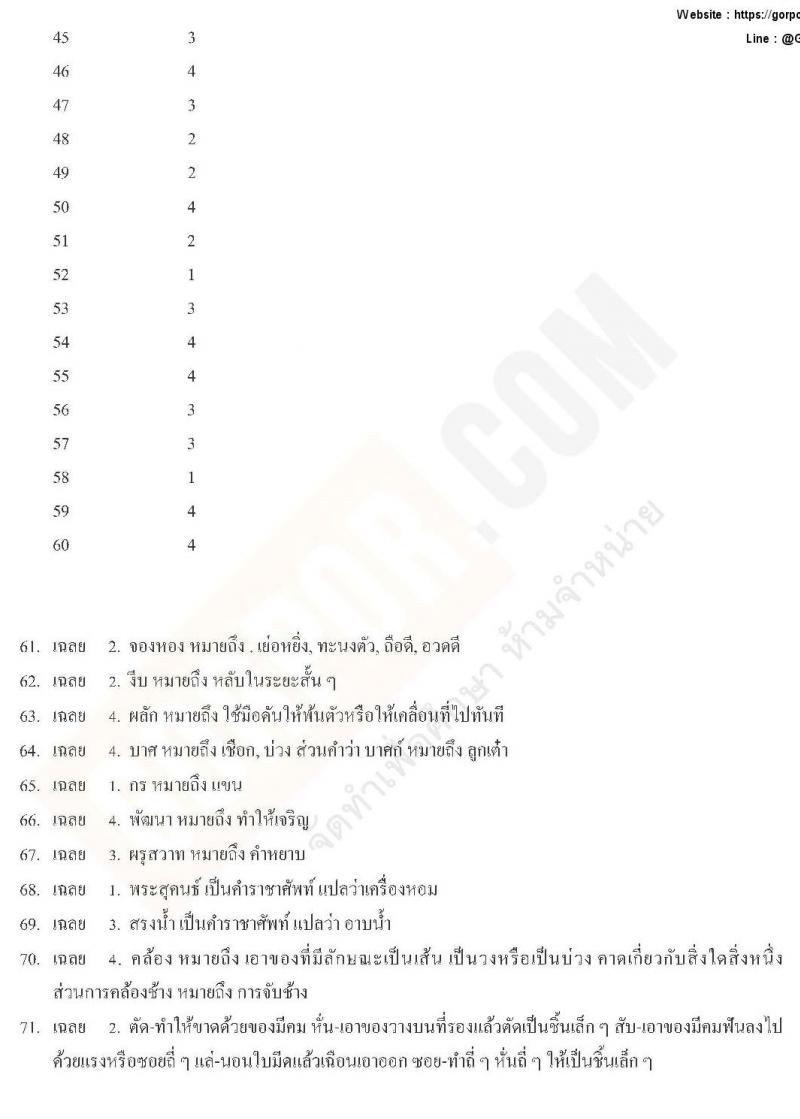 เฉลยแนวข้อสอบภาค ก ท้องถิ่น ปี 2562 ชุดที่ 4