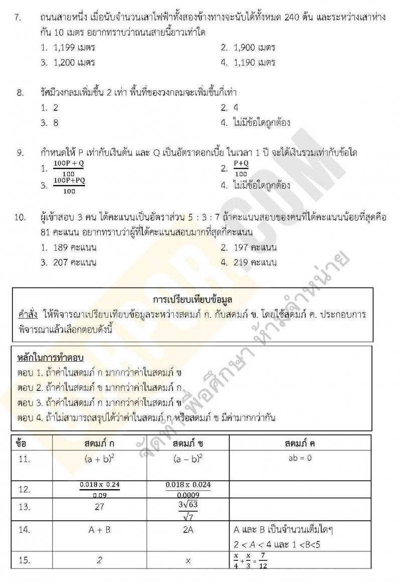 แนวข้อสอบภาค ก ชุด 12