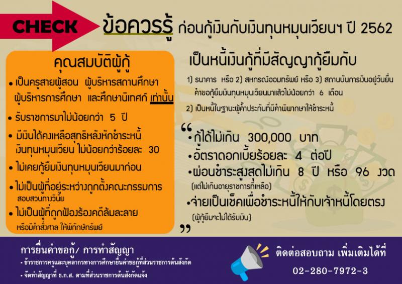 การกู้ยืมเงินทุนหมุนเวียนเพื่อแก้ไขปัญหาหนี้สินข้าราชการครู