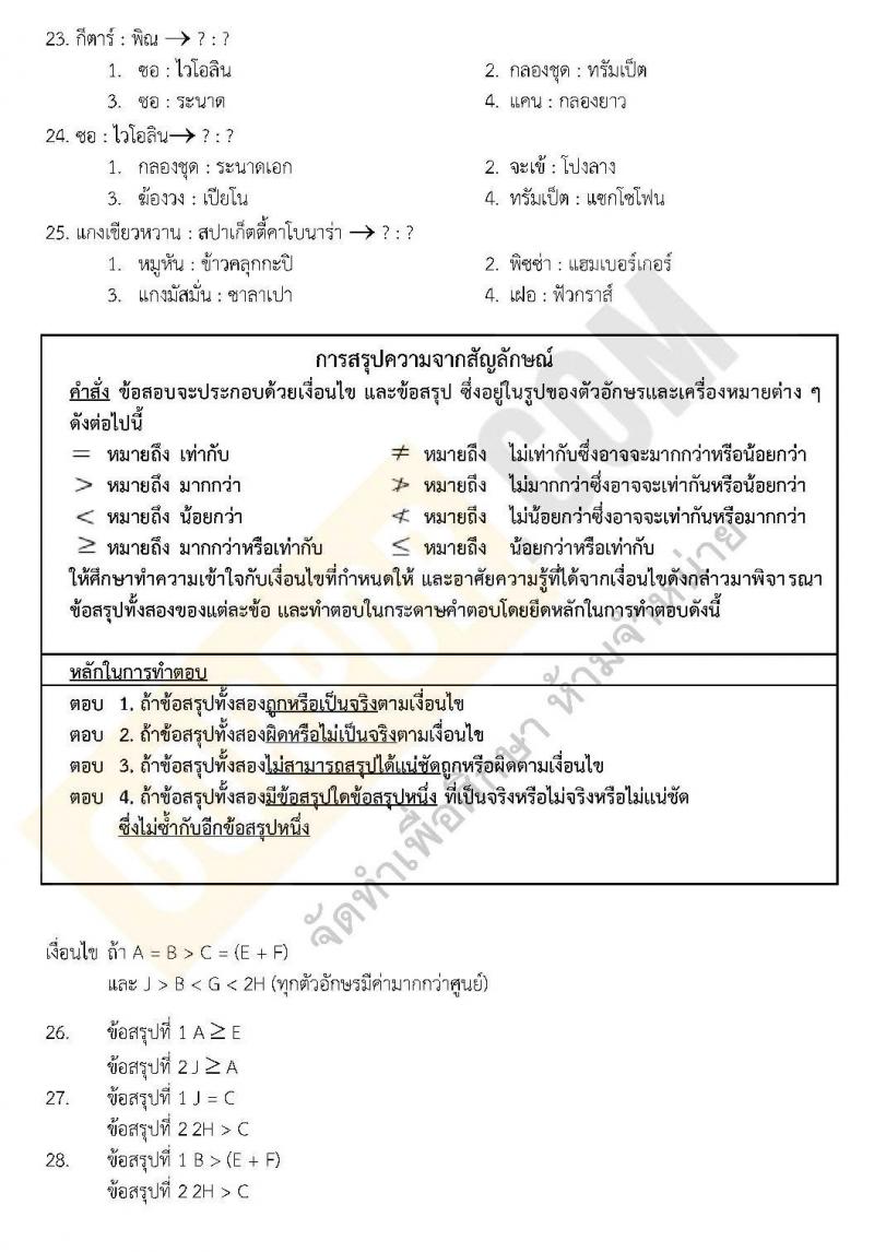 แนวข้อสอบภาค ก ชุด 14