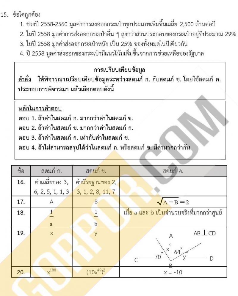 แนวข้อสอบภาค ก ชุด 15