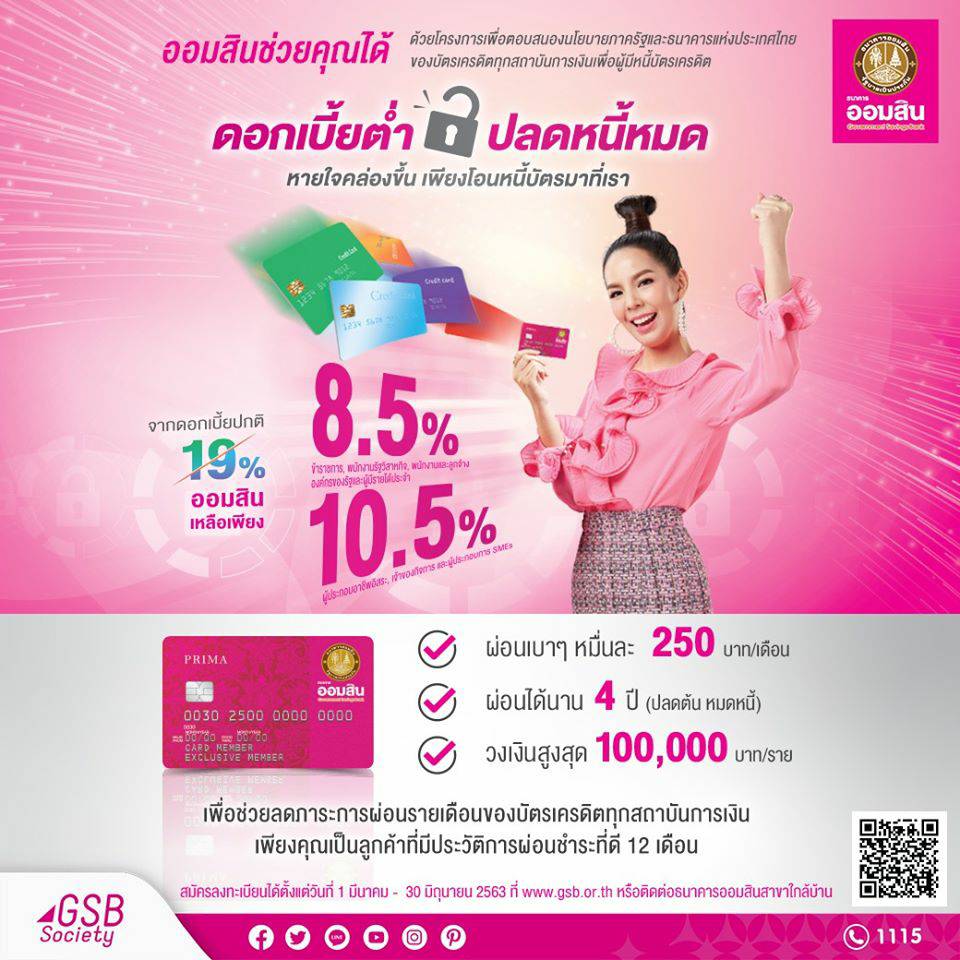 รีไฟแนนซ์บัตรเครดิตจากสถาบันการเงินอื่น ดอกเบี้ยต่ำ