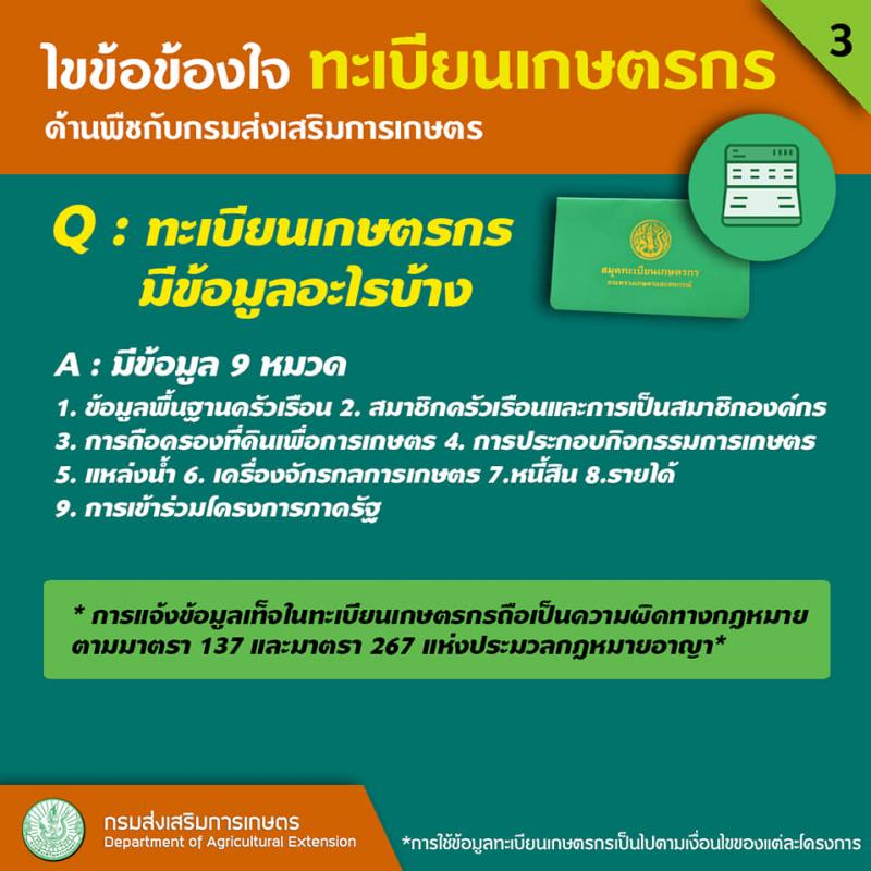 ทะเบียนเกษตรกร และเกณฑ์การขึ้นทะเบียนเกษตรกร