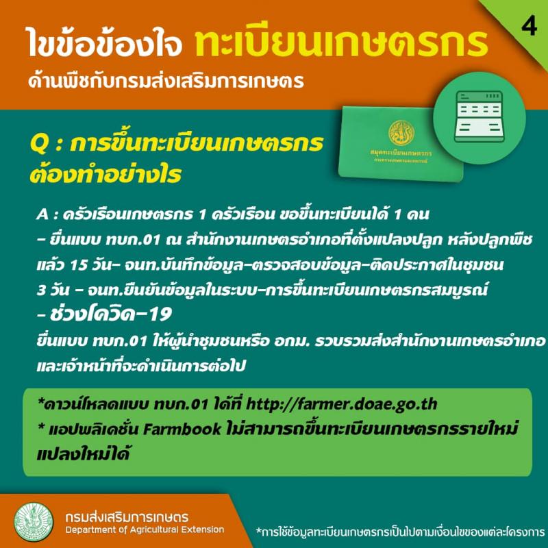 ทะเบียนเกษตรกร และเกณฑ์การขึ้นทะเบียนเกษตรกร