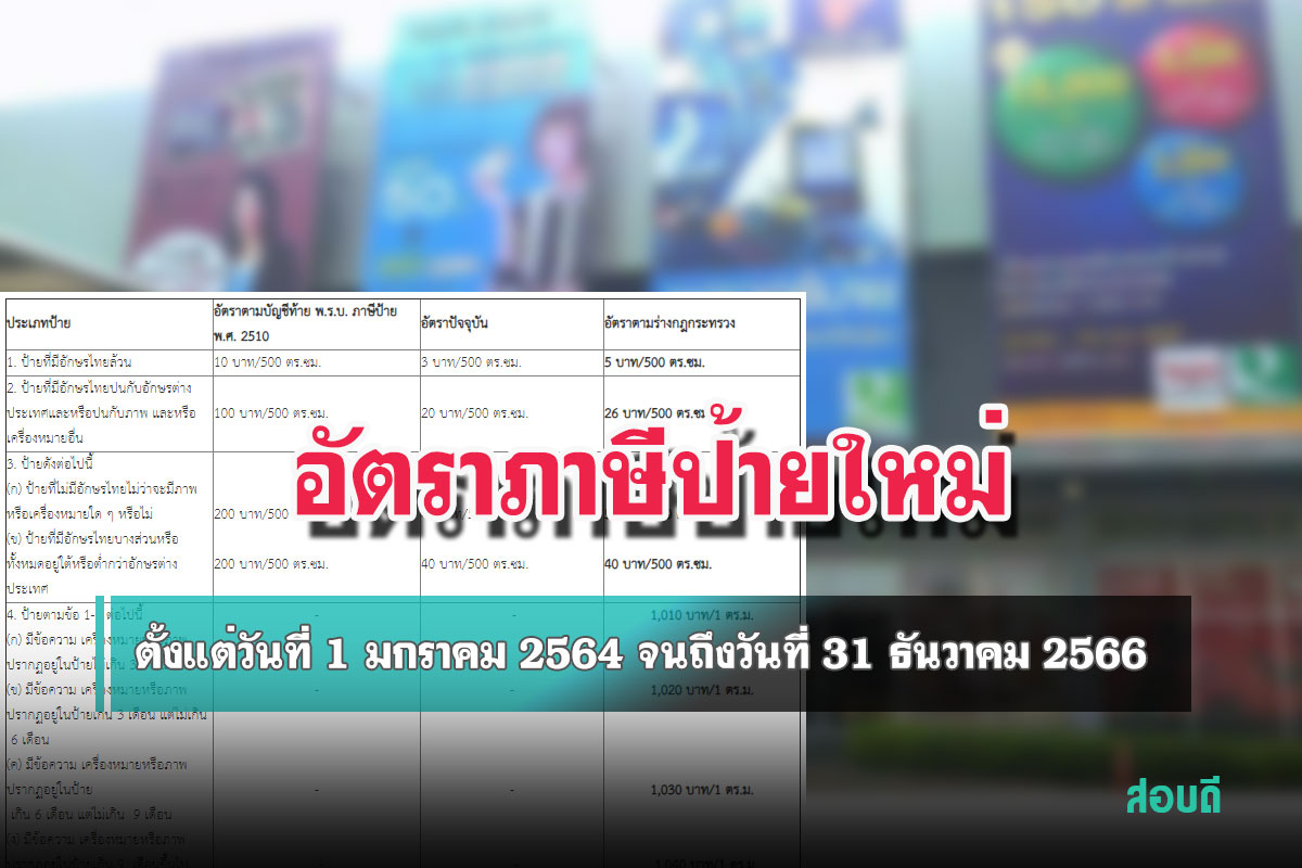 อัตราภาษีป้าย 2564