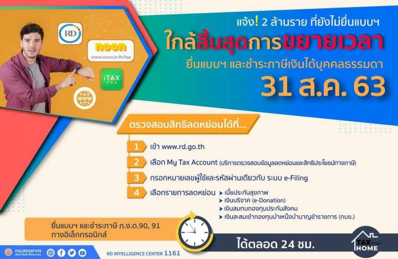 31 สิงหาคม 2563 สิ้นสุดการขยายเวลาการยื่นแบบ