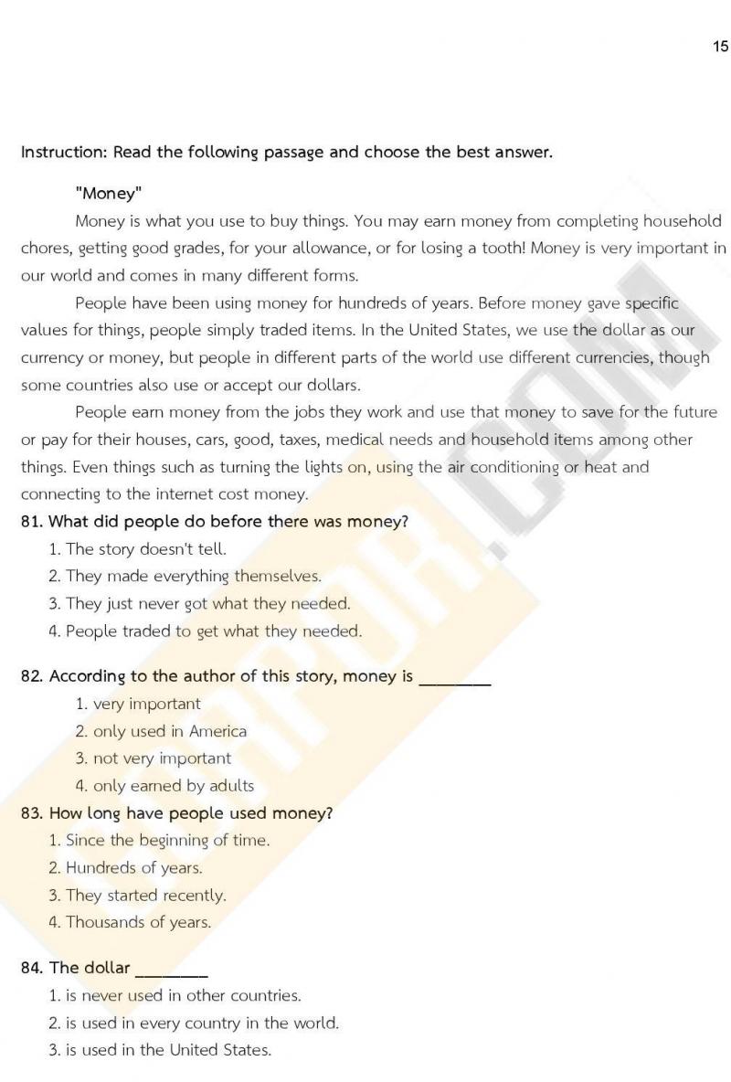 แนวข้อสอบภาค ก ก.พ. ระดับ ปวช. ปวส. ชุดที่ 15/2563