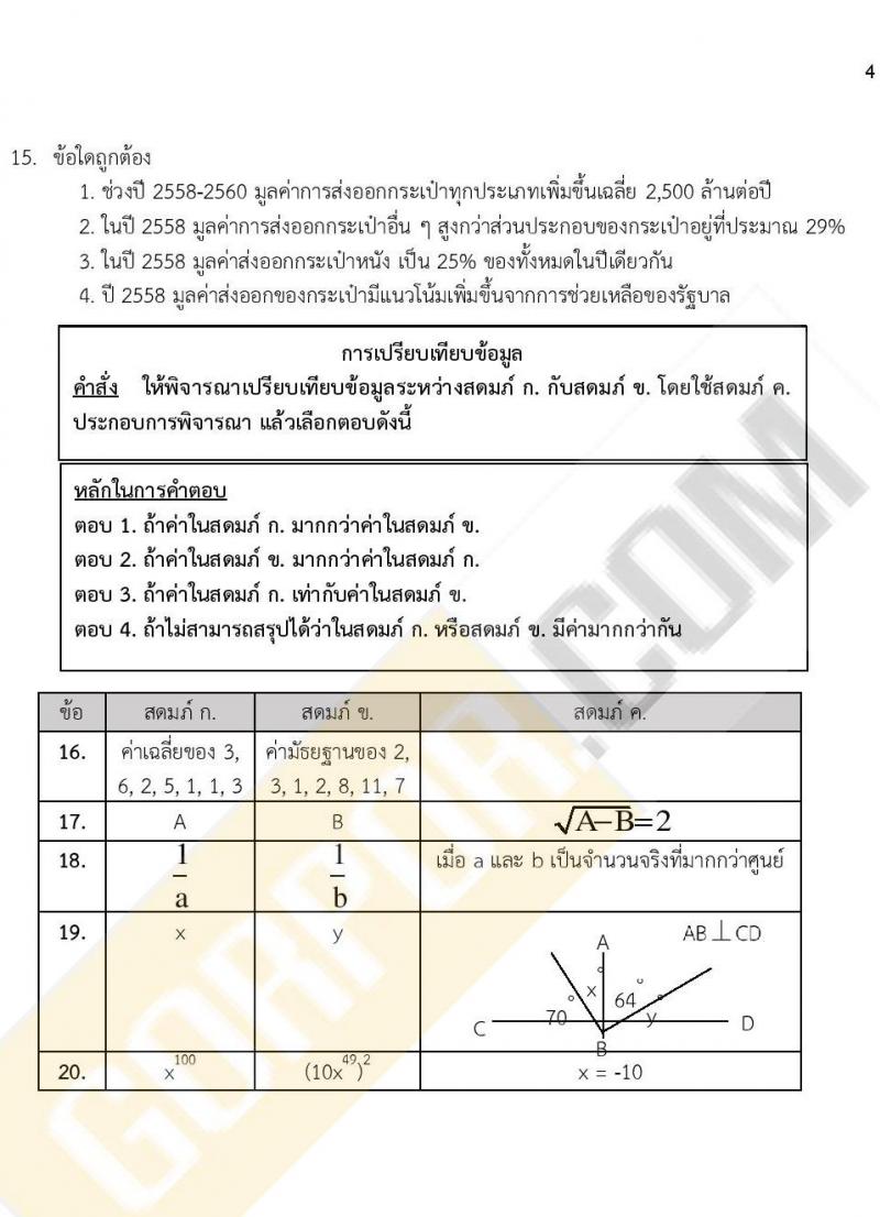 แนวข้อสอบภาค ก ก.พ. ระดับ ป.ตรี ป.โท ชุดที่ 15/2563