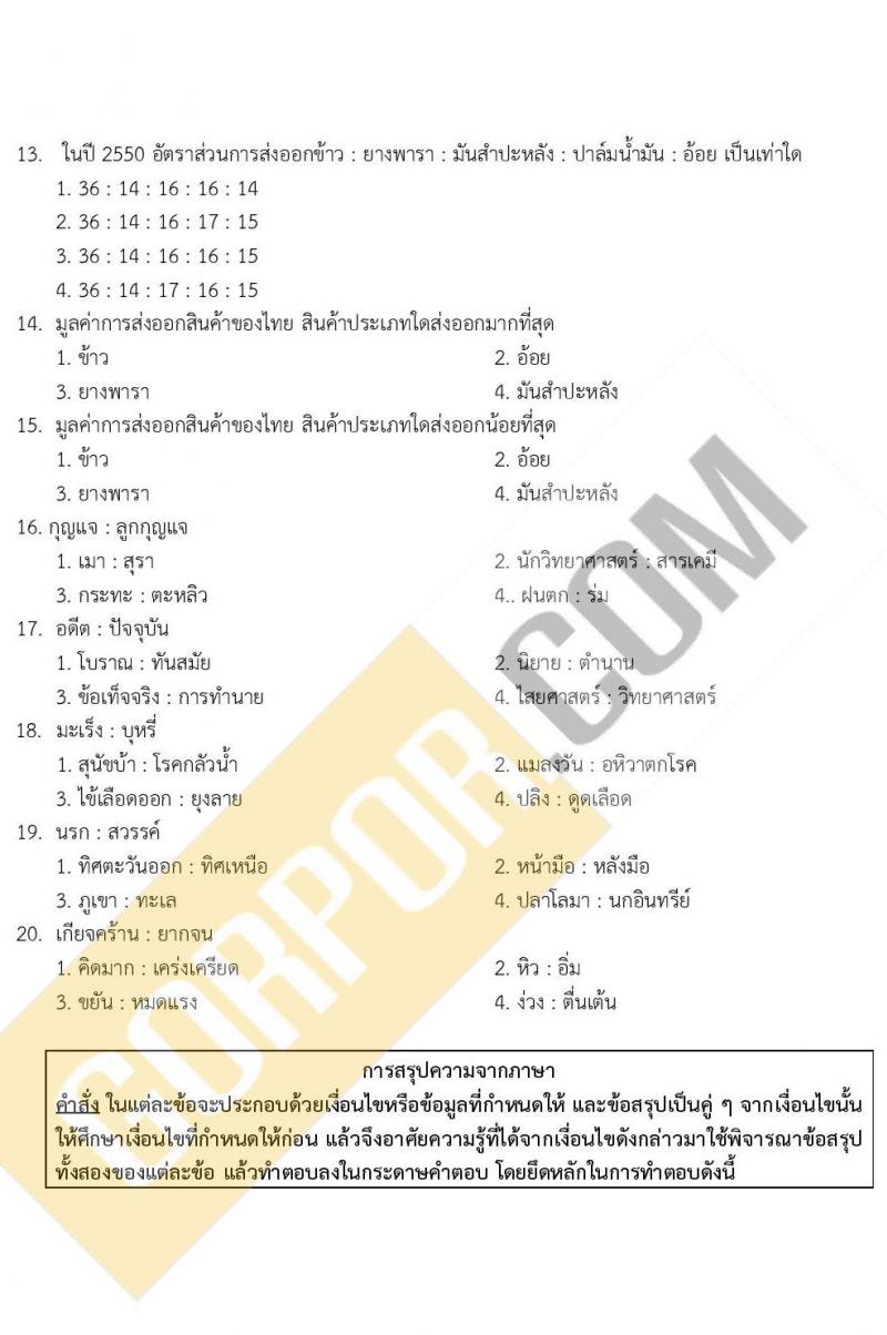 ข้อสอบ ภาค ก ก.พ. ระดับ ปวช.-ปวส. ชุดที่ 1/2563