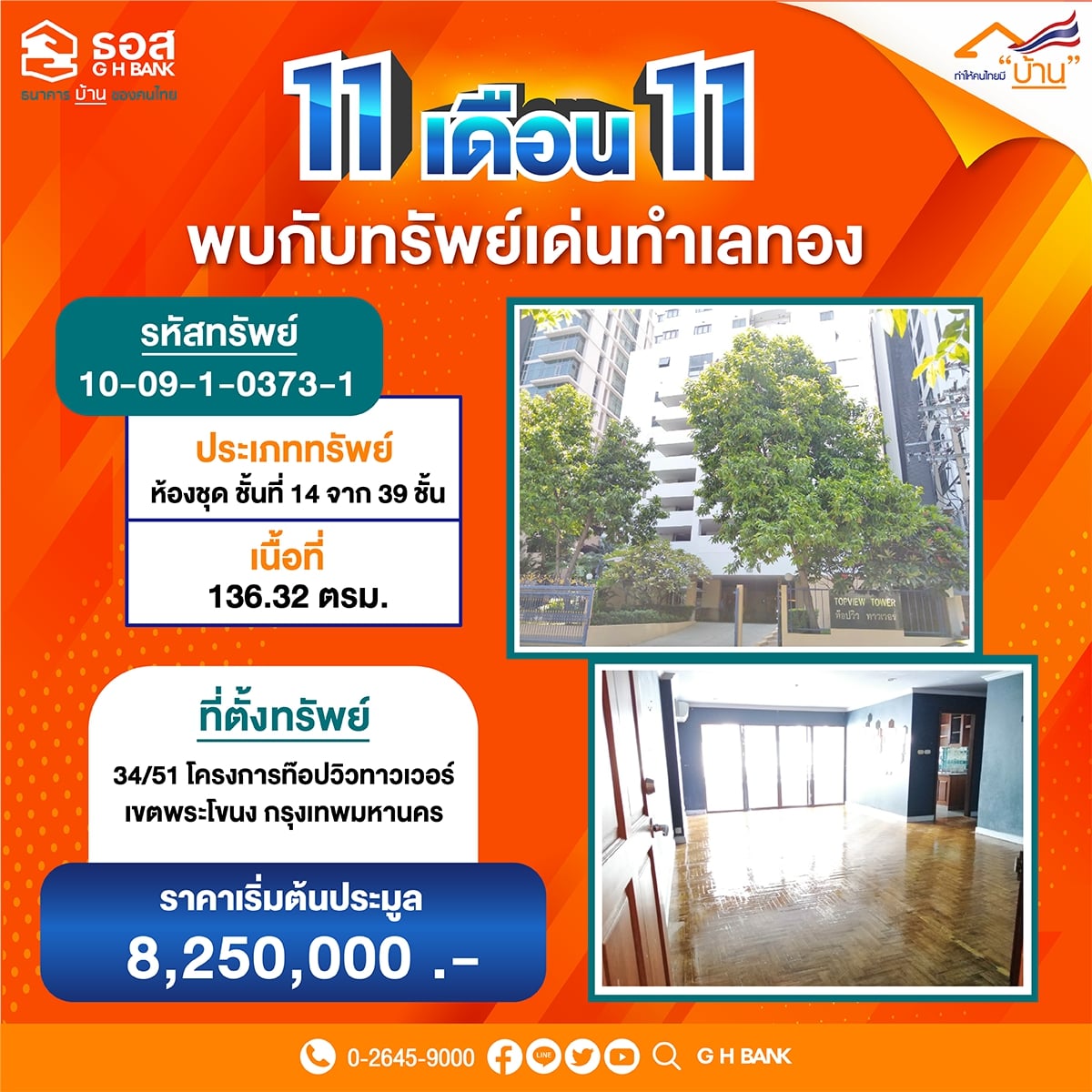 บ้านมือสอง ธอส. ในมหกรรม 11.11 พบกับ 111 ทรัพย์เด่น ธอส.เปิดประมูลขายออนไลน์ผ่านแอป G H Bank Smart NPA