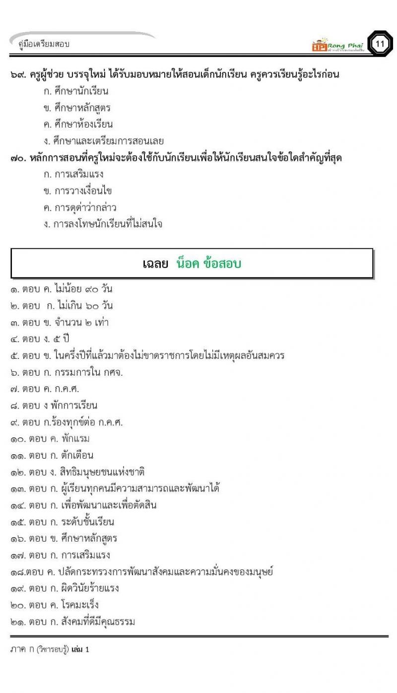 น็อคข้อสอบ ครูผู้ช่วย สพฐ./ท้องถิ่น ปี 2564 ชุด 1 ภาค ก-ข