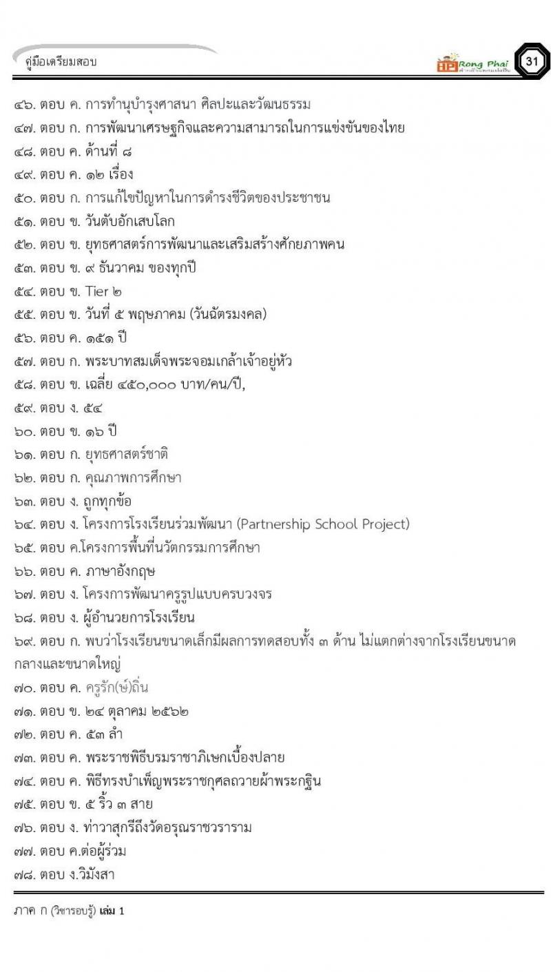 แนวข้อสอบครูผู้ช่วย ครั้งที่ 1 กรณีพิเศษ/กรณีทั่วไป และการสอบรับใบอนุญาตประกอบวิชาชีพครู ครั้งที่ 1 พร้อมเฉลย
