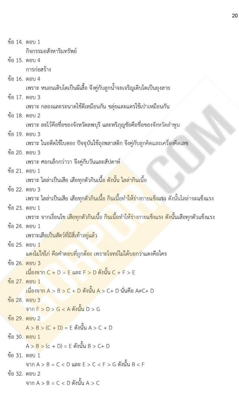 เฉลย iTest ข้อสอบภาค ก. ก.พ. ระดับ ป.ตรี - ป.โท ชุดที่ 1/2564