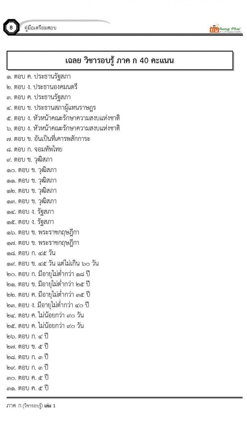 แนวข้อสอบ-เฉลย ภาค ก-ข ครูผู้ช่วย 2564