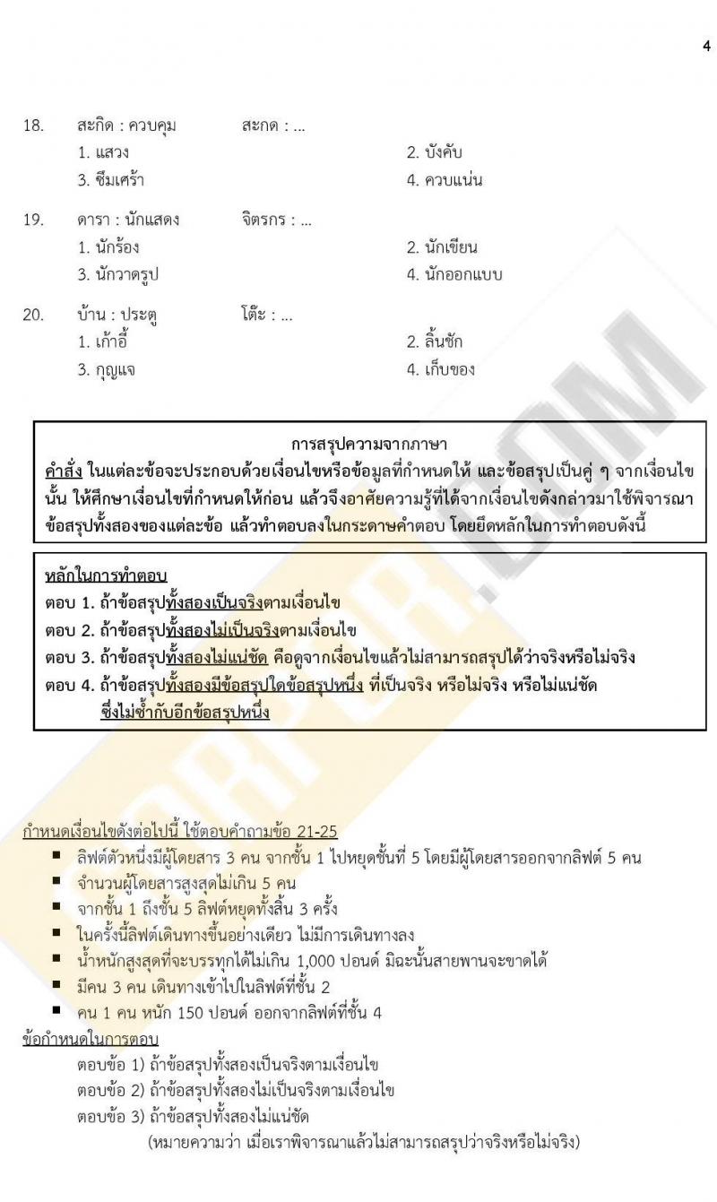 iTest ข้อสอบภาค ก ก.พ. ระดับ ป.ตรี - ป.โท ชุดที่ 4/2564