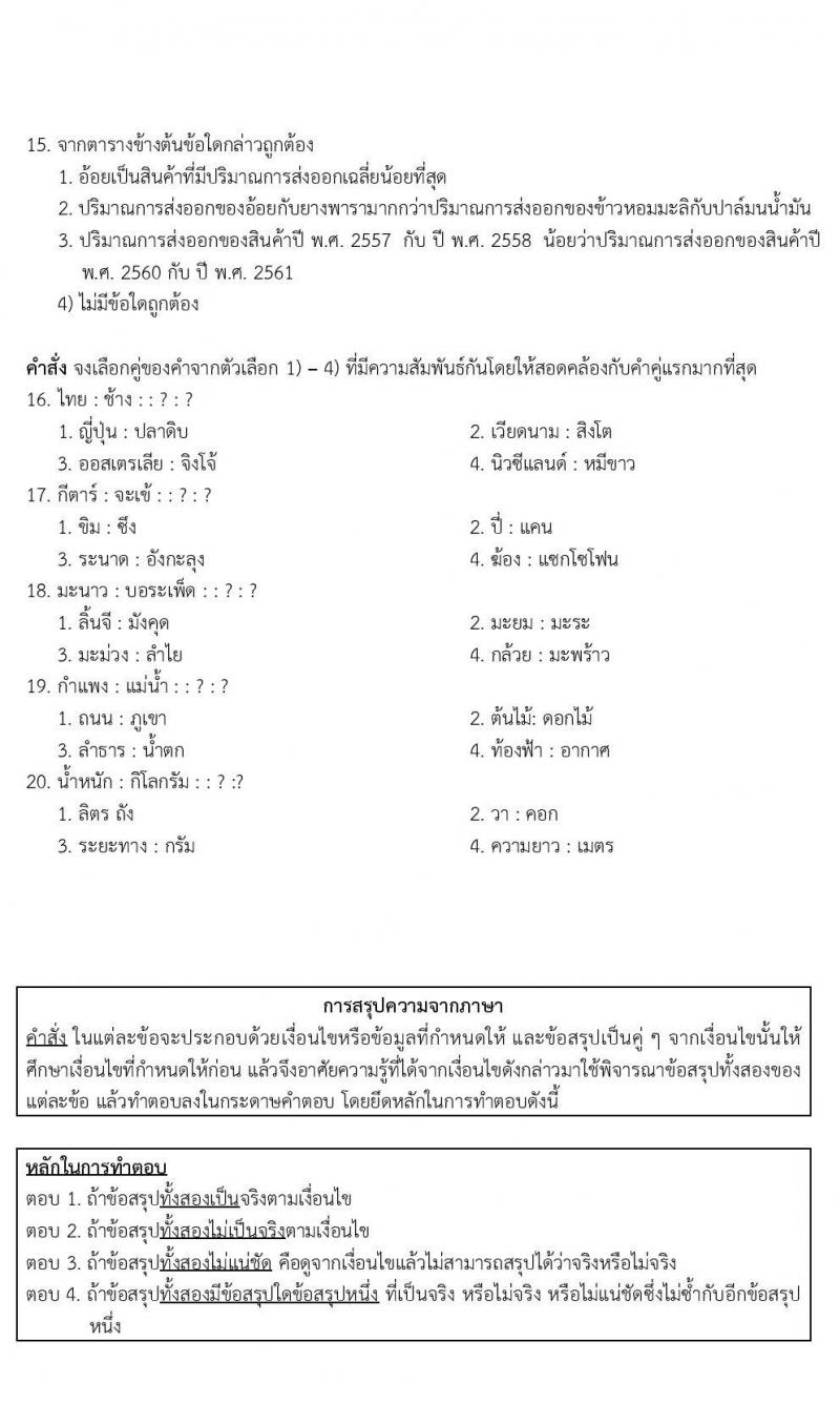 ข้อสอบภาค ก. (e-Exam) ป.ตรี ป.โท ชุดที่ 6/2564