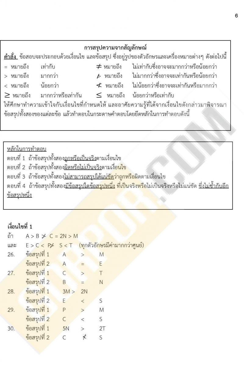 ข้อสอบภาค ก ก.พ. ระดับ ป.ตรี - ป.โท ชุดที่ 6/2564