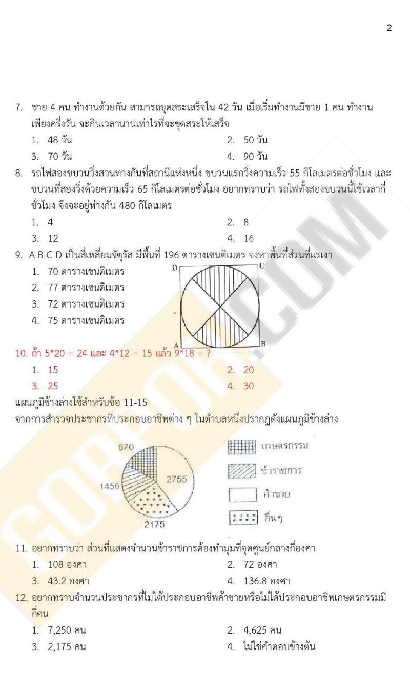 ข้อสอบภาค ก ก.พ. ระดับ ปวช. - ปวส. ชุดที่ 5/2564