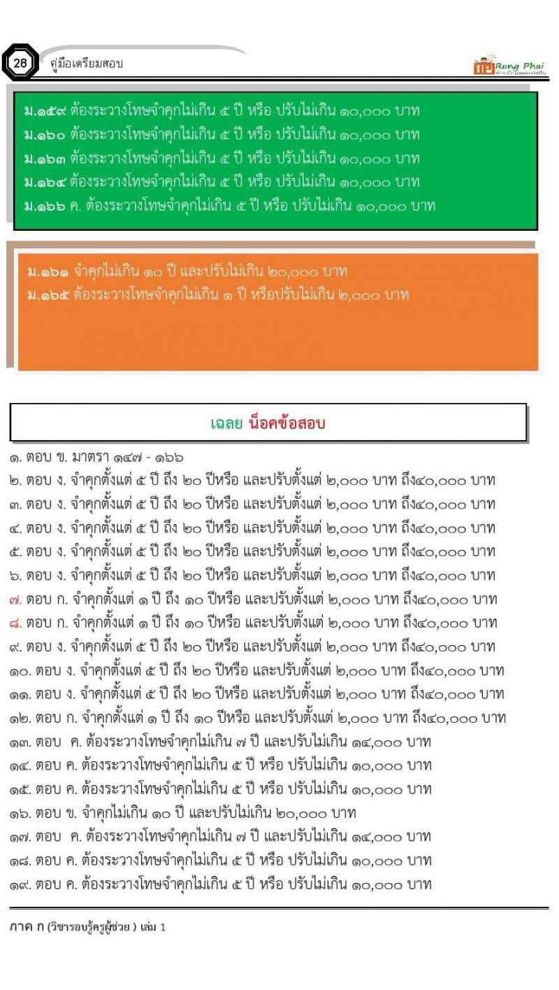 ข้อสอบ วิชาความรู้และลักษณะการเป็นข้าราชการที่ดี