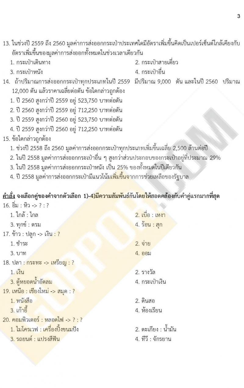 ข้อสอบภาค ก ก.พ. ระดับ ป.ตรี - ป.โท ชุดที่ 9/2564