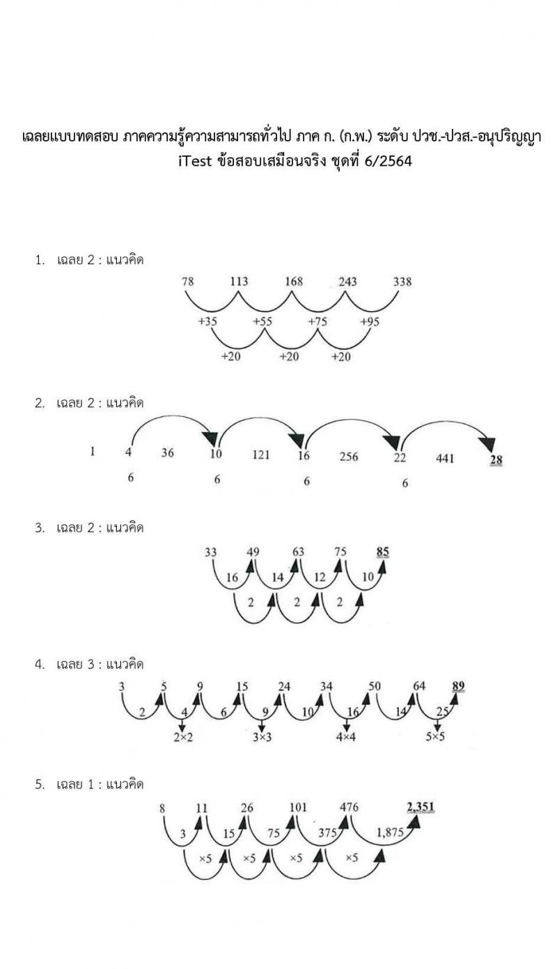 ข้อสอบภาค ก ก.พ. ระดับ ปวช. - ปวส. ชุดที่ 6/2564