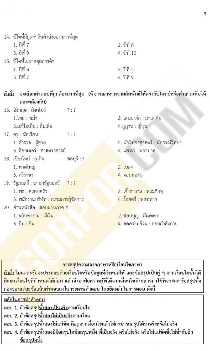 ข้อสอบภาค ก. (e-Exam) ป.ตรี ป.โท ชุดที่ 8/2564