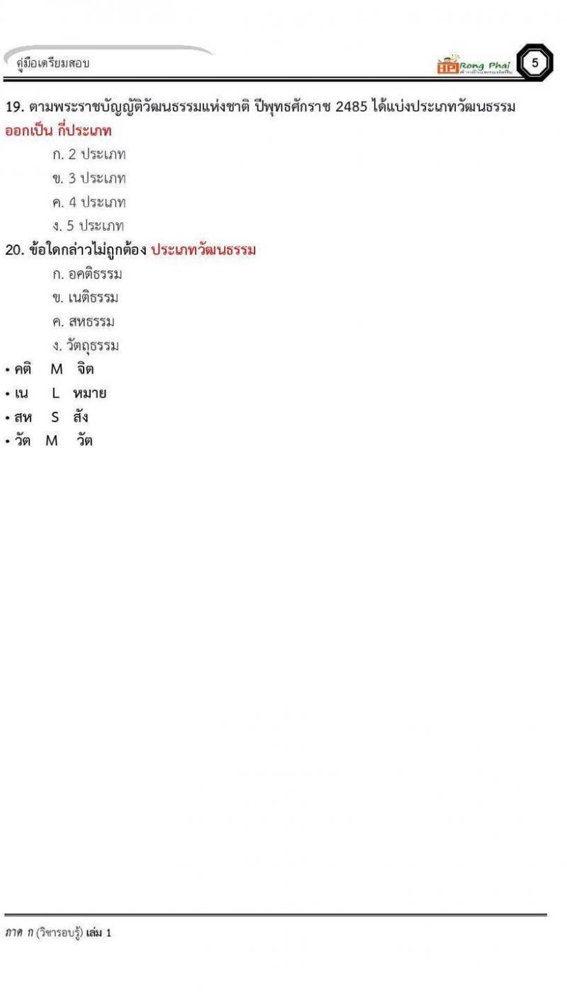 แนวข้อสอบคติธรรม เนติธรรม สหธรรม วัตถุธรรม