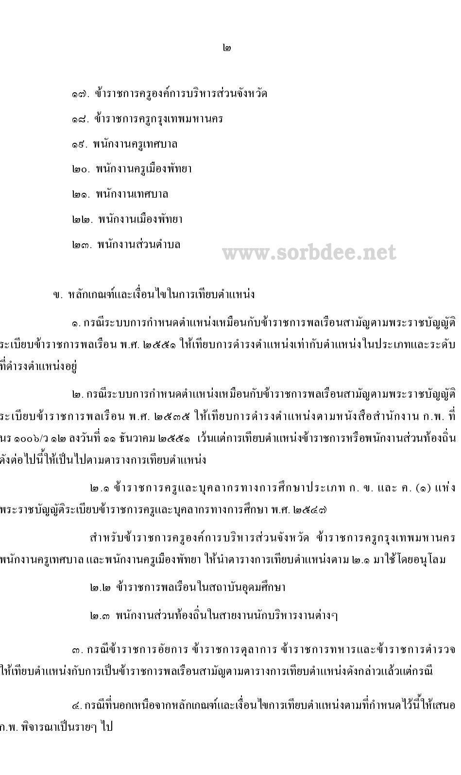 การเทียบตำแหน่งซีของข้าราชการ การเทียบตำแหน่งข้าราชการทุกหน่วยงานในประเทศไทย