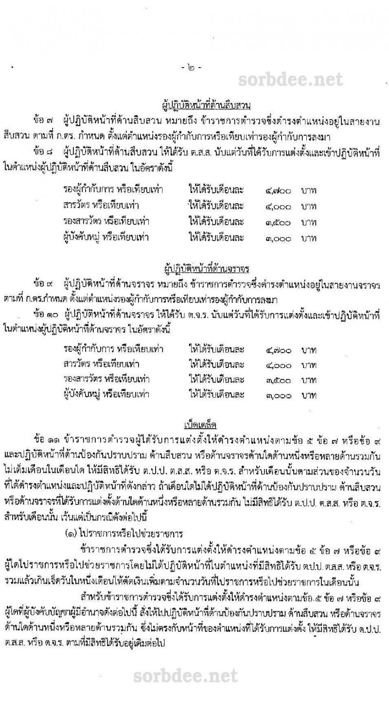 เงินประจำตำแหน่งตำรวจสายงานป้อกันและปราบปราม สายงานสืบสวน สายงานจราจร พ.ศ.2563 - ปัจจุบัน