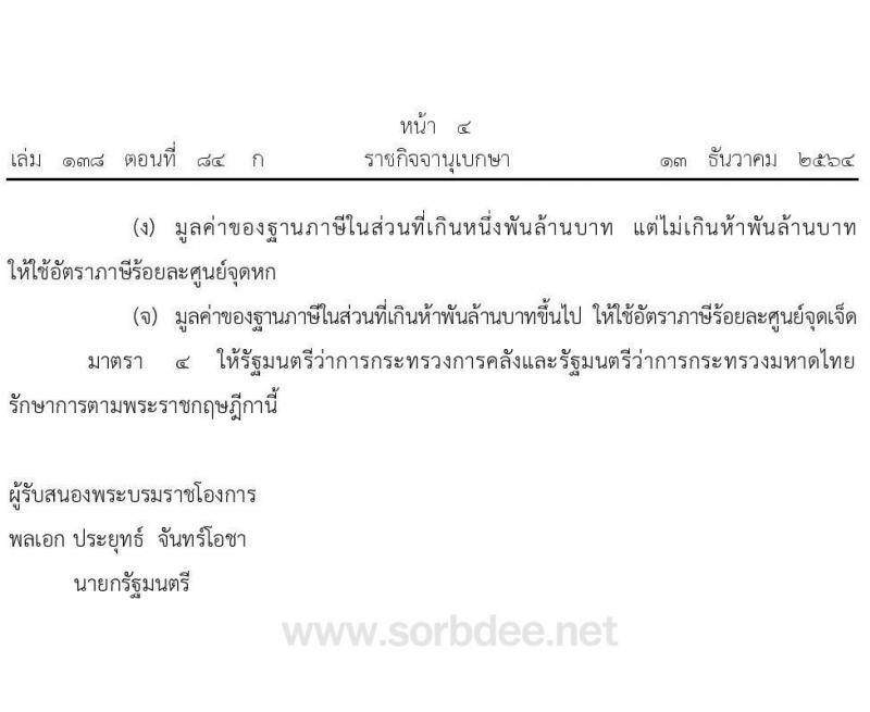 กำหนดอัตราภาษีที่ดินและสิ่งปลูกสร้าง พ.ศ. 2564