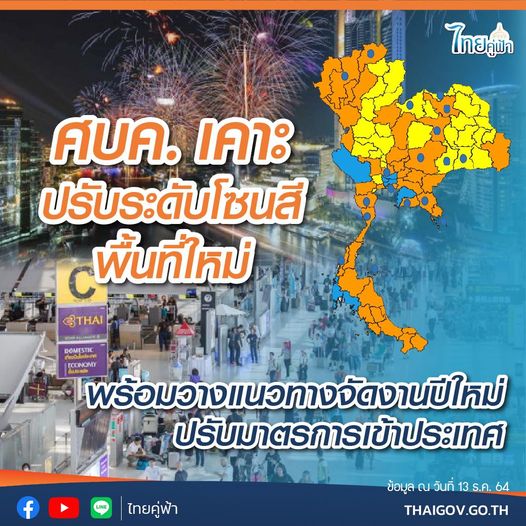 รับระดับโซนสีพื้นที่ใหม่ พร้อมวางแนวทางจัดงานปีใหม่ – ปรับมาตรการเข้าประเทศ