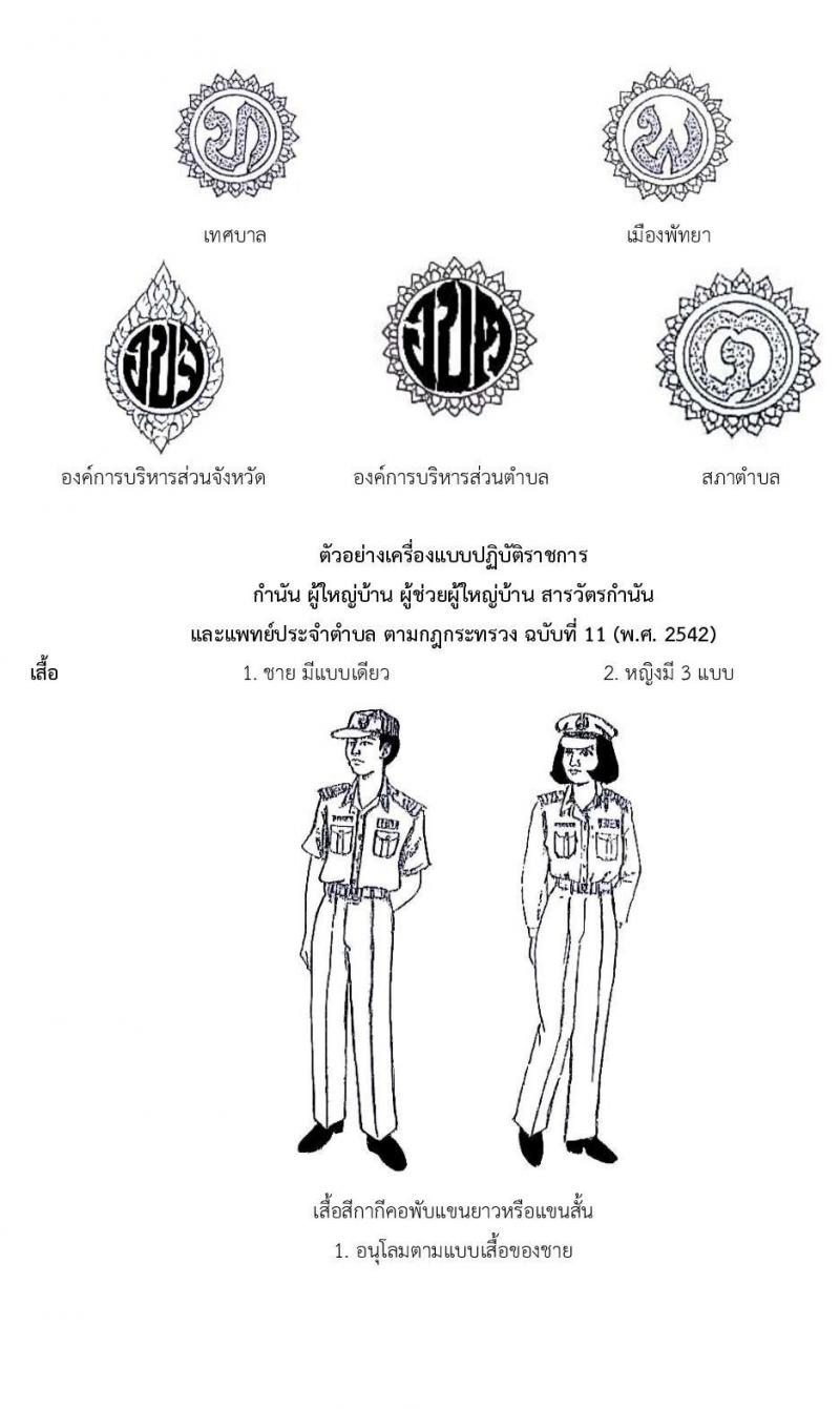 เครื่องแบบของเจ้าหน้าที่ส่วนท้องถิ่นตามกฎกระทรวง ฉบับที่ 11 ลงวันที่ 26 พฤศจิกายน 2542