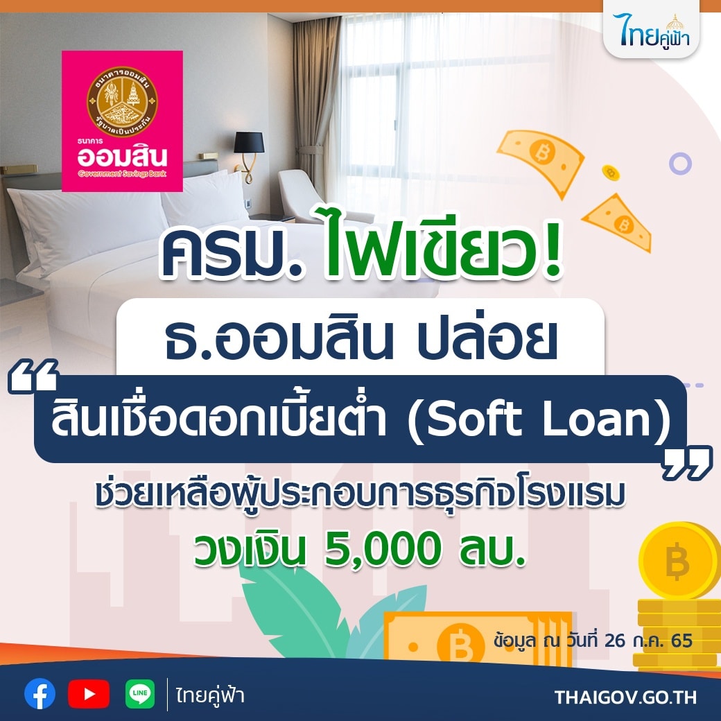 ครม. ไฟเขียว ธ.ออมสิน ปล่อย สินเชื่อดอกเบี้ยต่ำ (Soft Loan)