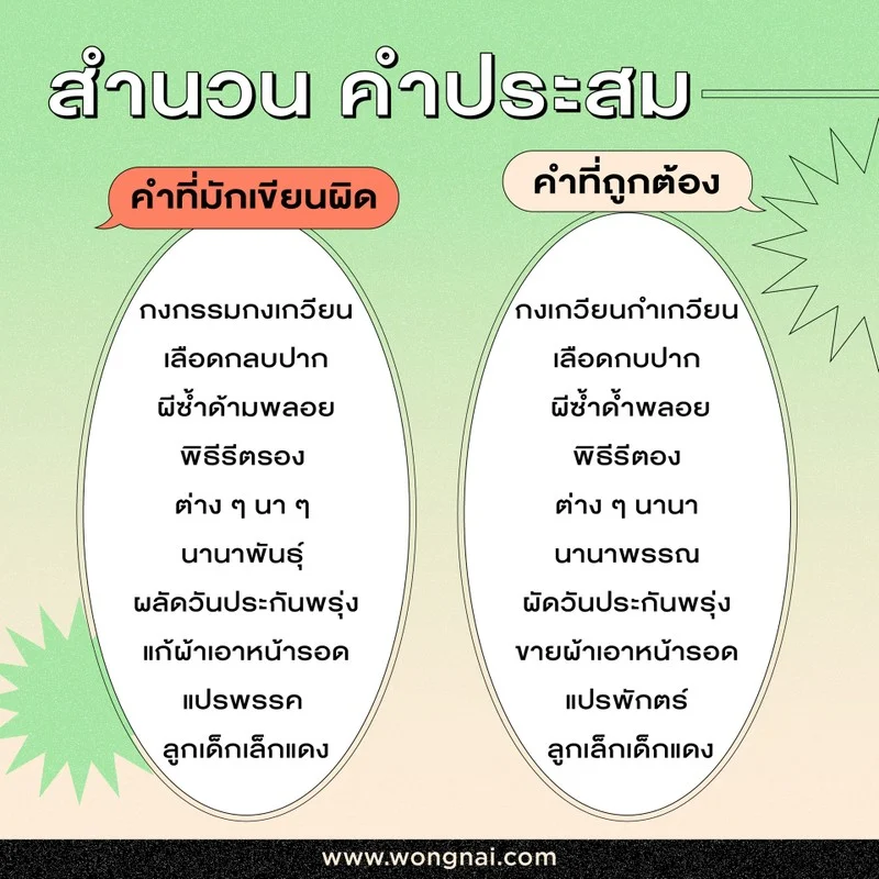 สำนวน คำประสมที่มักเขียนผิด