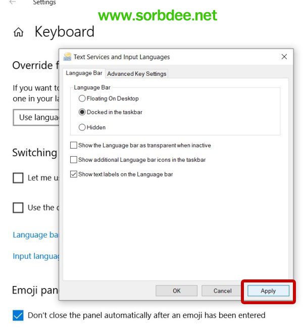 การเปลี่ยนภาษาคีย์บอร์ดและการเพิ่มภาษา กดตัวหนอนเพื่อเปลี่ยนภาษา winwows10
