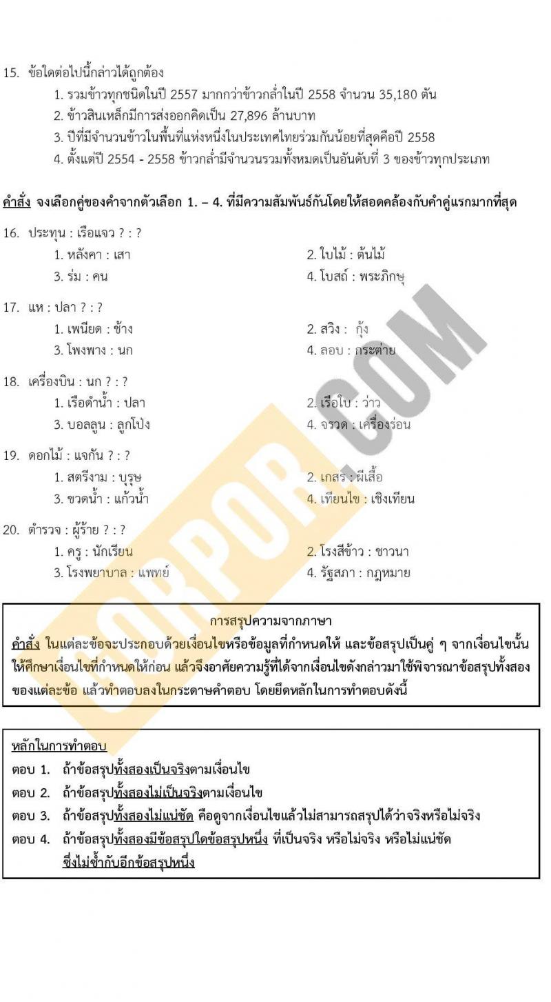 แนวข้อสอบภาค ก e-Exam ระดับ ป.ตรี-ป.โท ชุดที่ 2/2566