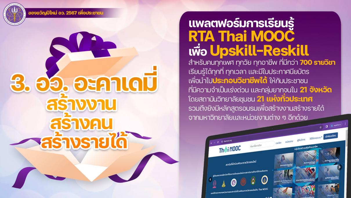 กล่องของขวัญรัฐบาลปีใหม่ 2567 กล่องที่ 3 ผูกโบว์คอร์สออนไลน์เรียนฟรี มอบความรู้ให้คนไทย