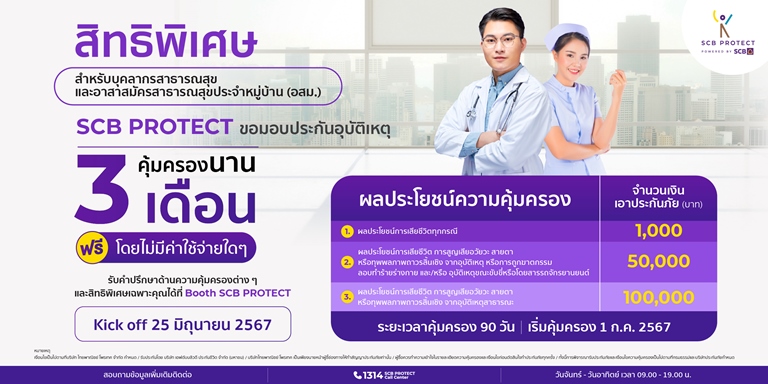 อุบัติเหตุ SCB Protect สร้างขวัญกำลังใจให้บุคลากร สธ. และ อสม.ทั่วประเทศ 1.5 ล้านคน คิกออฟพร้อมกัน 25 มิ.ย. นี้