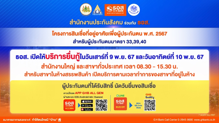ธอส. เปิดให้ผู้ประกันตนโครงการสินเชื่อที่อยู่อาศัยเพื่อผู้ประกันตน พ.ศ. 2567 ยื่นขอสินเชื่อวันที่ 8 พฤศจิกายน 2567 รูปที่ 2