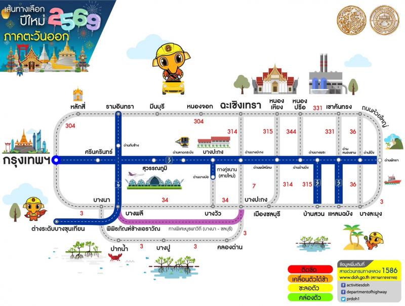 กรมทางหลวง แนะนำเส้นทางเลือกจากกรุงเทพฯ สู่ภูมิภาคต่าง ๆ ช่วงเทศกาลปีใหม่ 2569 เพื่อให้ผู้ใช้ทางได้รับความสะดวกรวดเร็วในการเดินทาง หน้าที่ 3