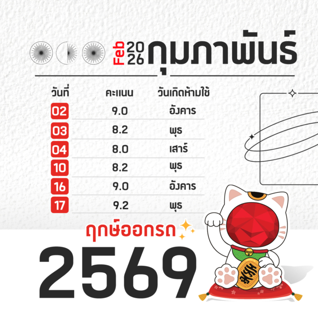 ฤกษ์ออกรถ ปี 2569 กุมภาพันธ์