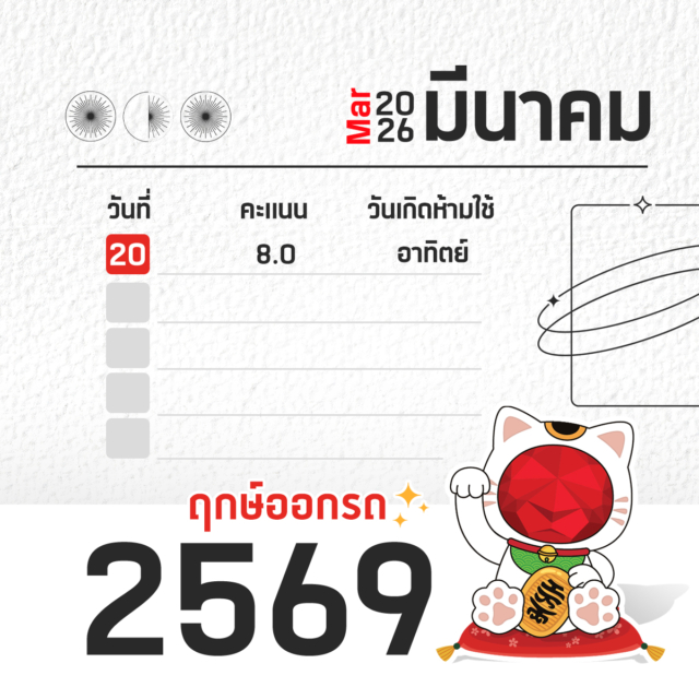 ฤกษ์ออกรถ ปี 2569 มีนาคม