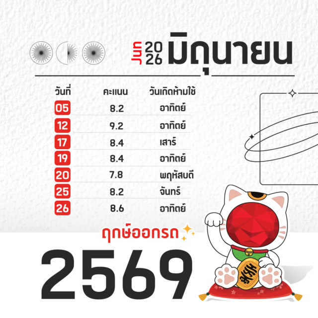 ฤกษ์ออกรถ ปี 2569 มิถุนายน